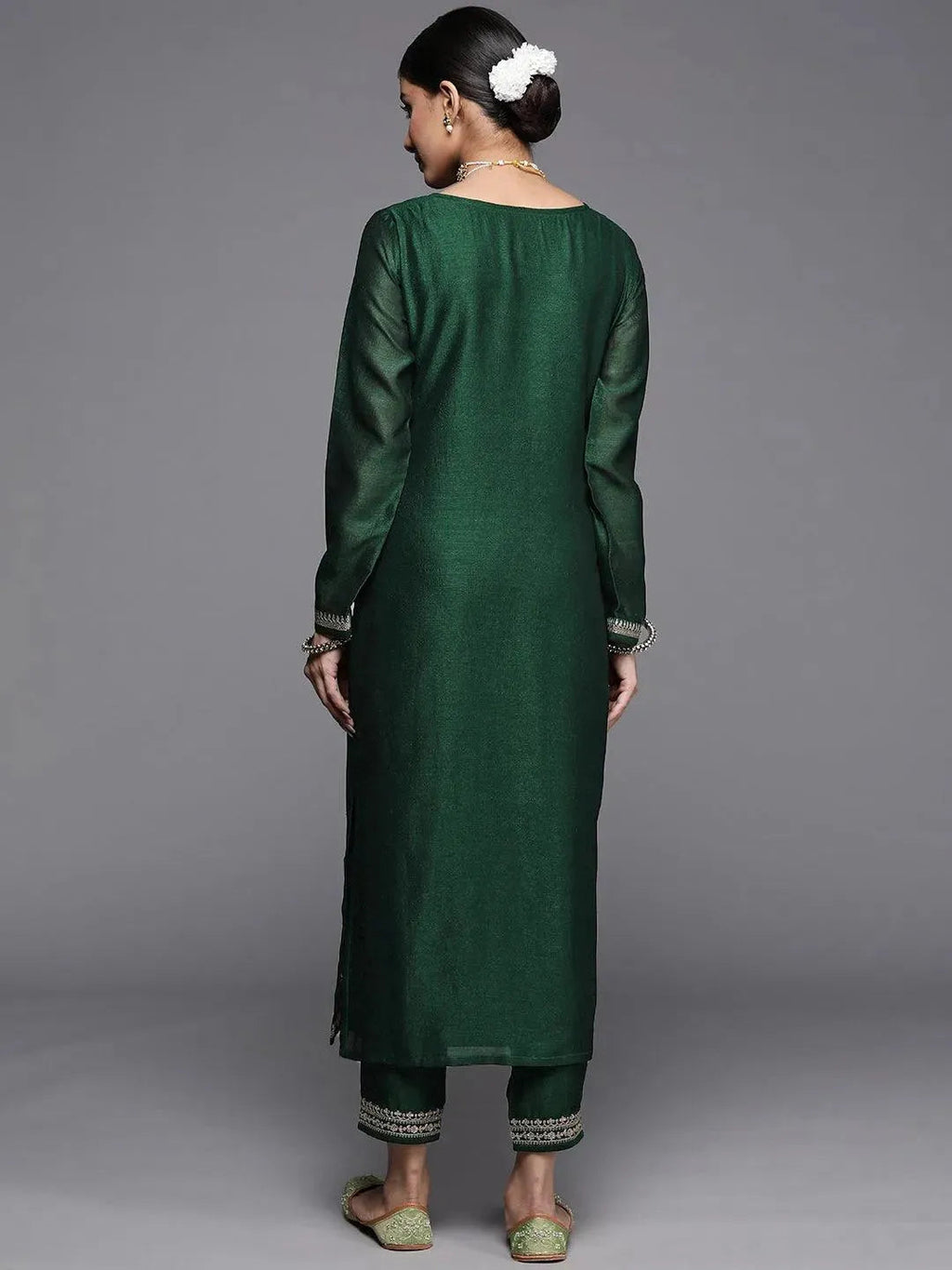 Gerua Green Yoke Design Silk Kurta