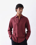 REGULAR FIT PLAIN SHIRT LINEX LS-25 - MAROON morris.lane