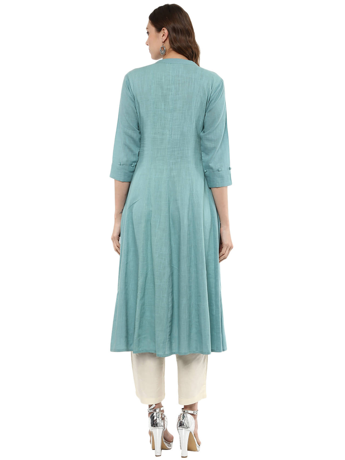 Sage Blue Anarkali Kurta | KDG - view 3