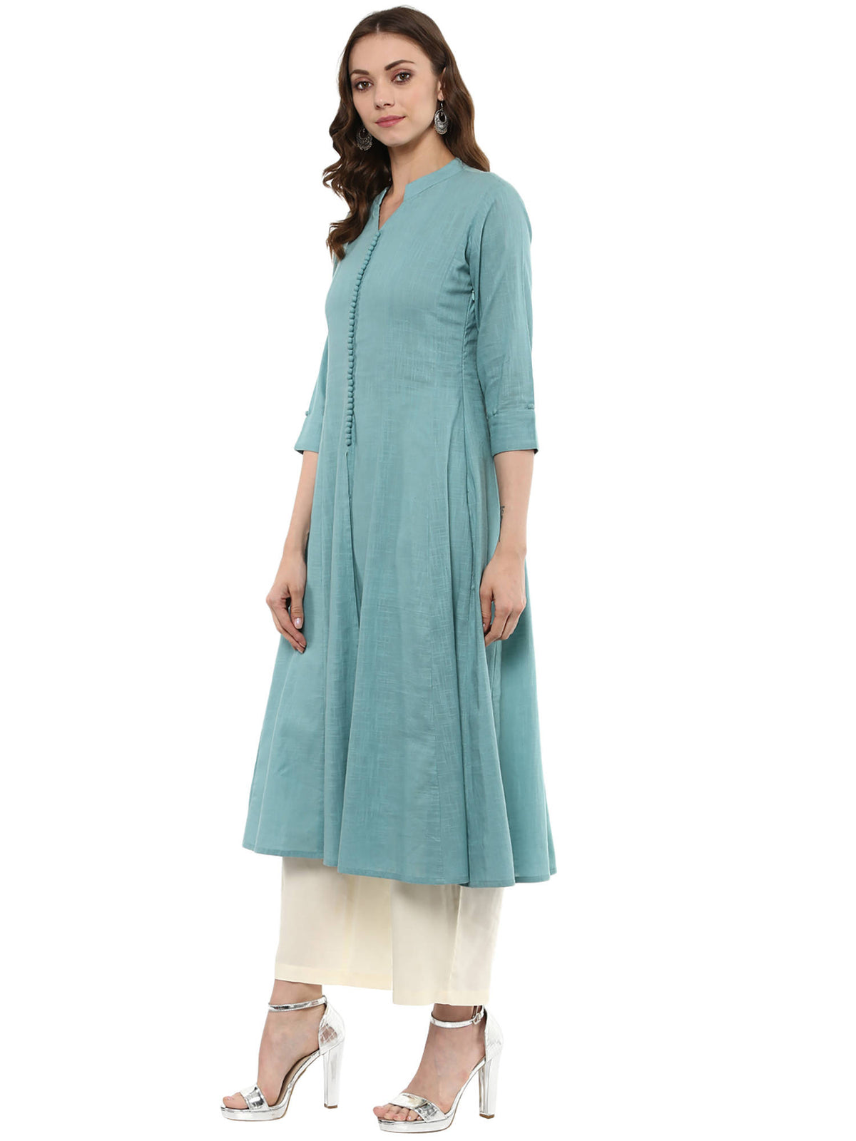 Sage Blue Anarkali Kurta | FY93 - view 4