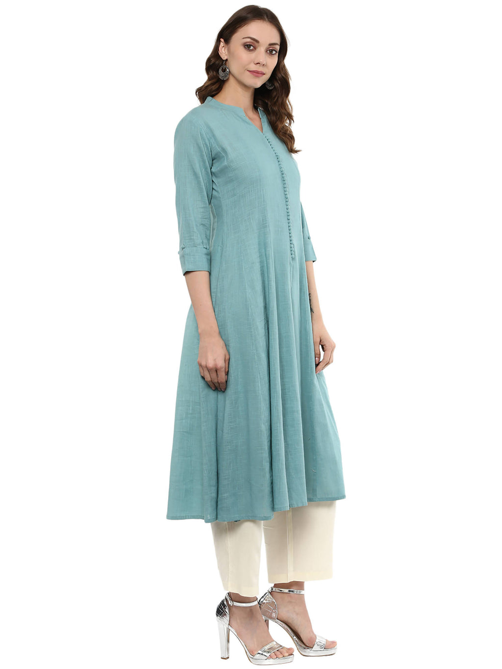 Sage Blue Anarkali Kurta | FY93 - view 5