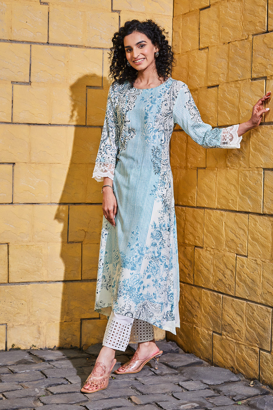 Blue Viscose Straight Kurta K60