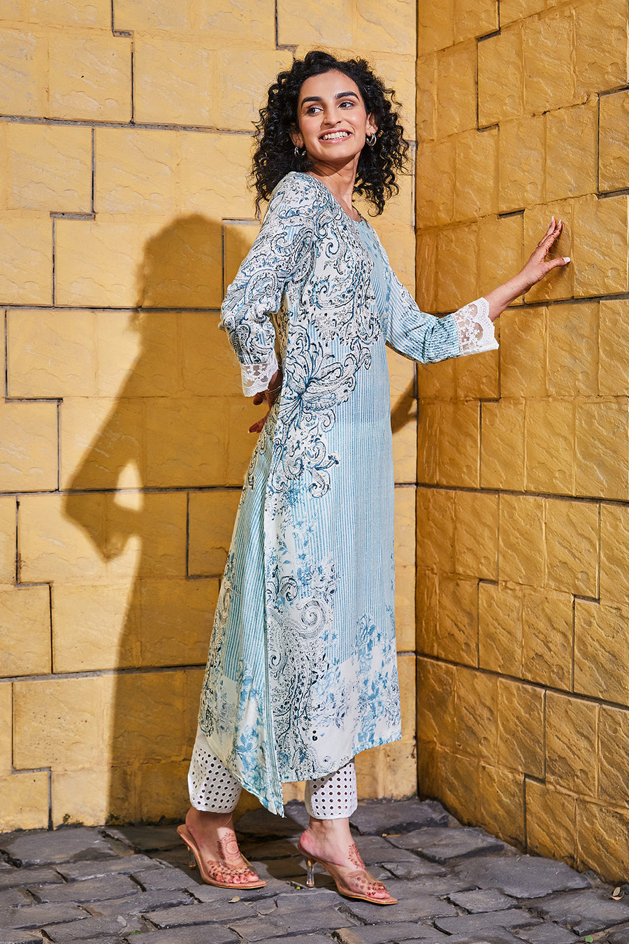 Blue Viscose Straight Kurta K60