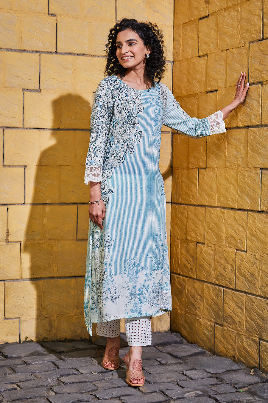 Blue Viscose Straight Kurta K60