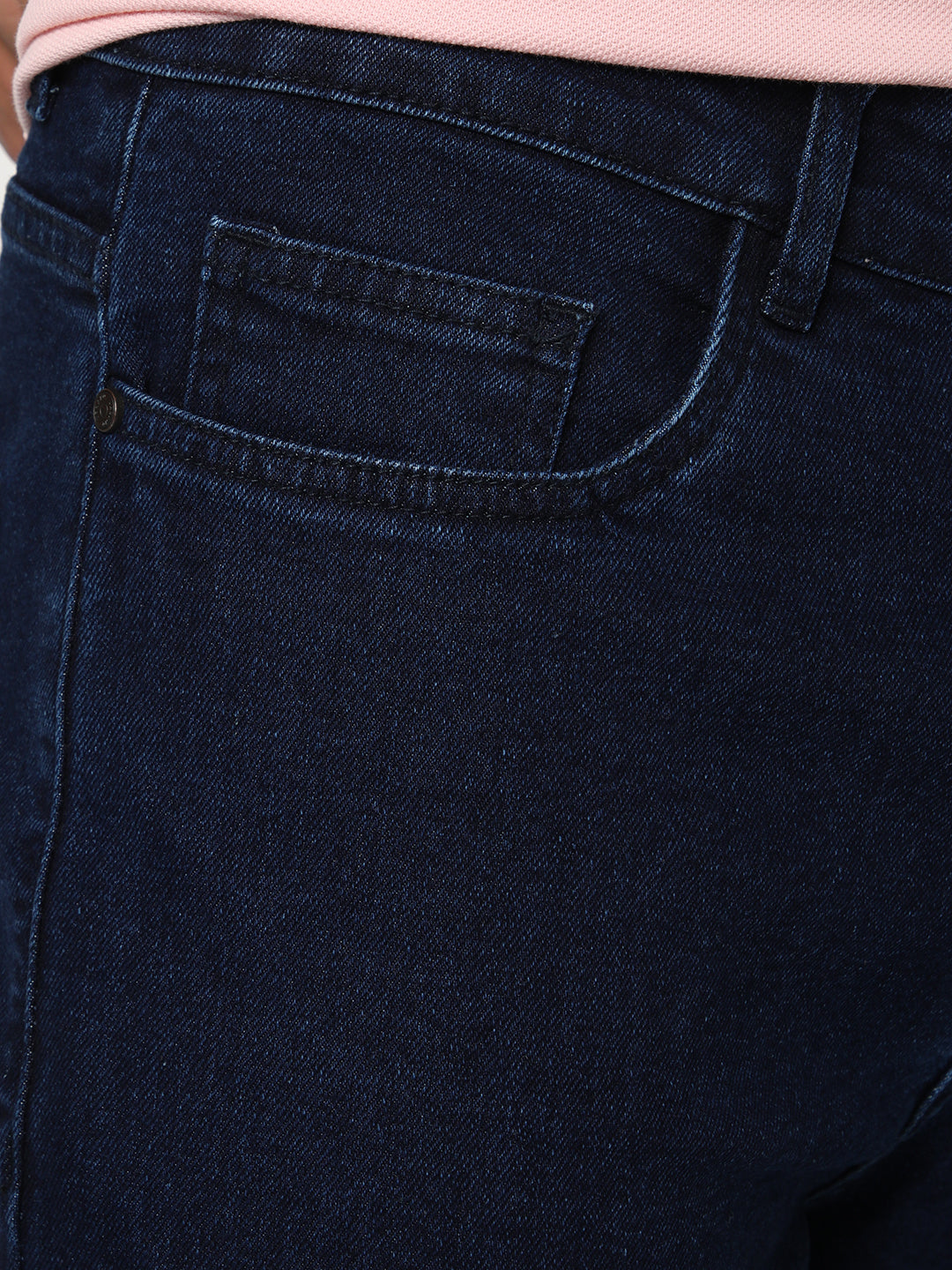 Men's Blue Straight Fit Raw Washed Denim Jeans Stretchable