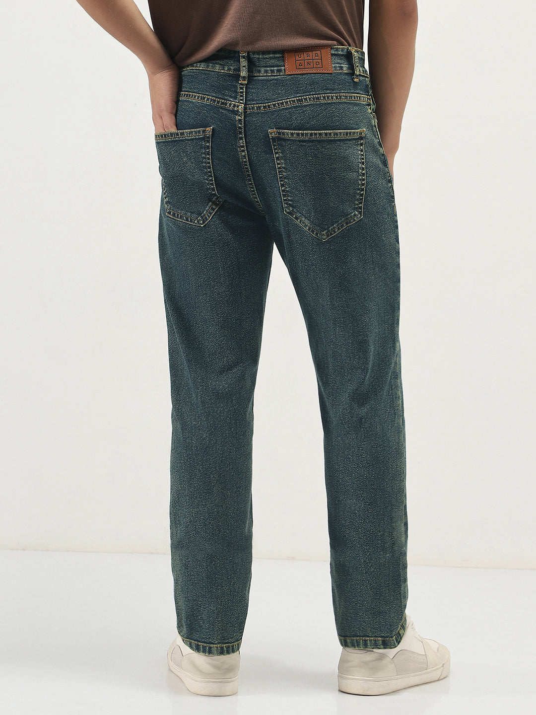 Men's Blue Straight Fit Heavy Washed Jeans Stretchable