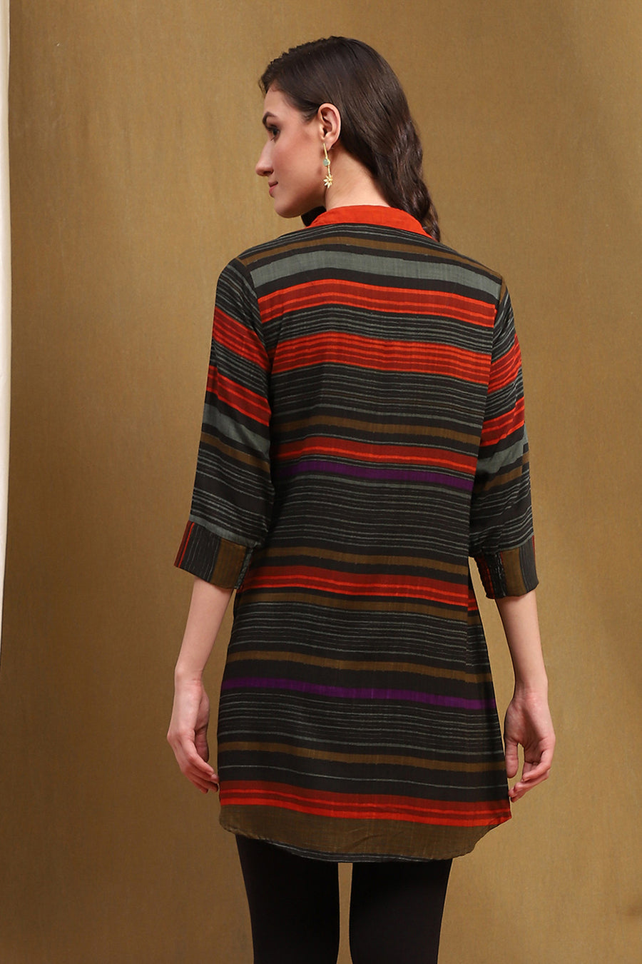 Black Printed Regular Fit Straight Kurti K60
