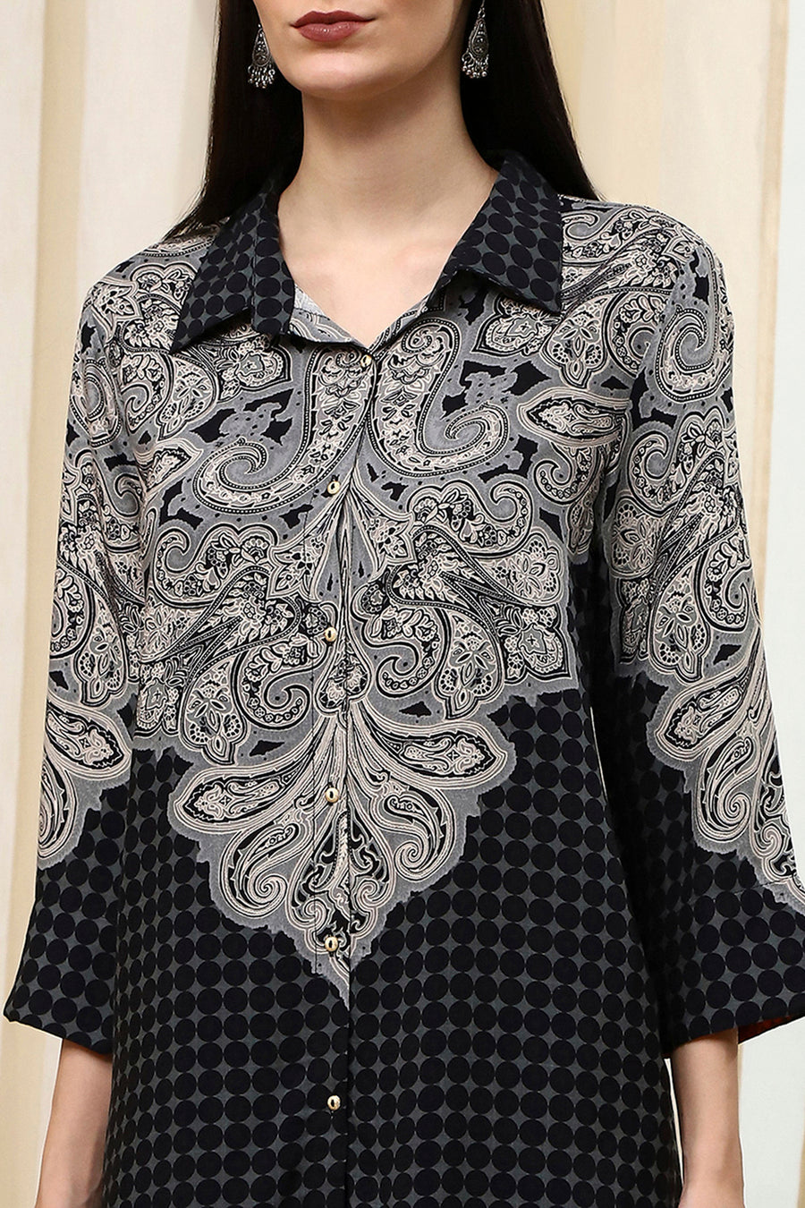 Black Viscose Rayon Straight Shirt Style Kurti K60