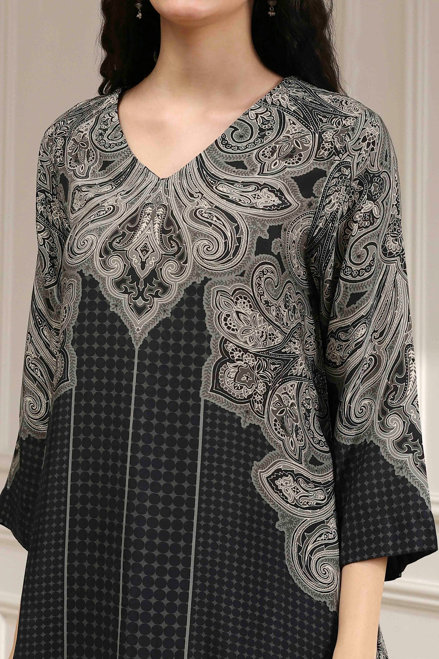 Black Printed Straight Kurta Set CO87