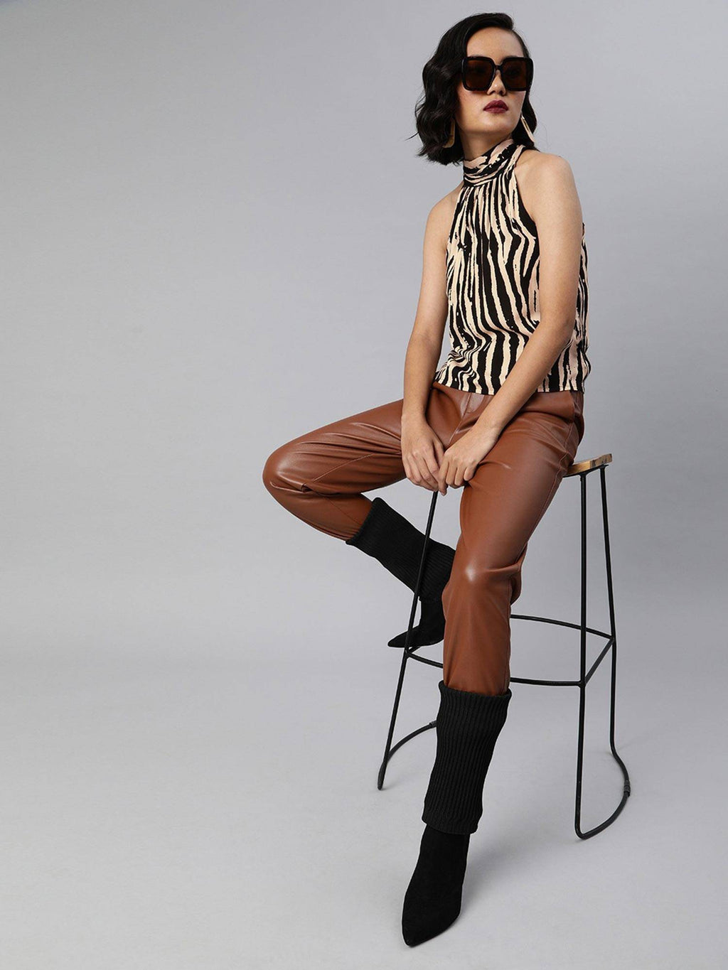 Black Animal Print Top | HT67 - view 2