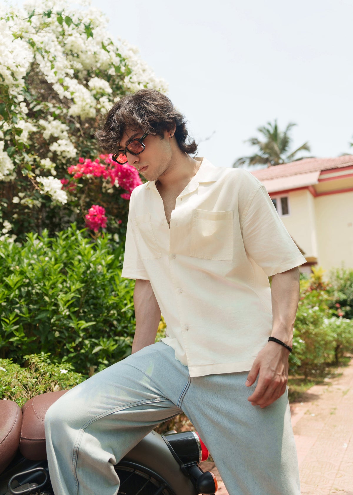 Ivory Double Pocket Cotton Linen Shirt