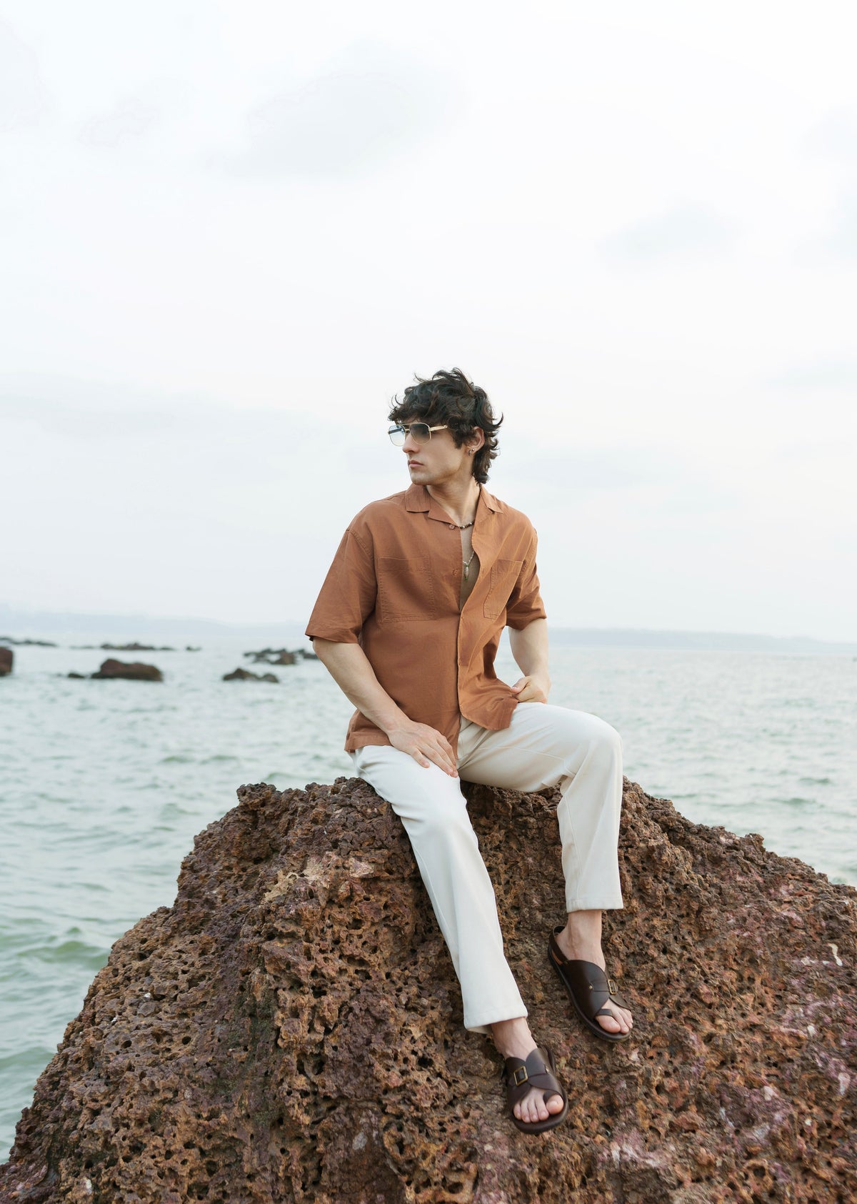 Brown Double Pocket Cotton Linen Shirt