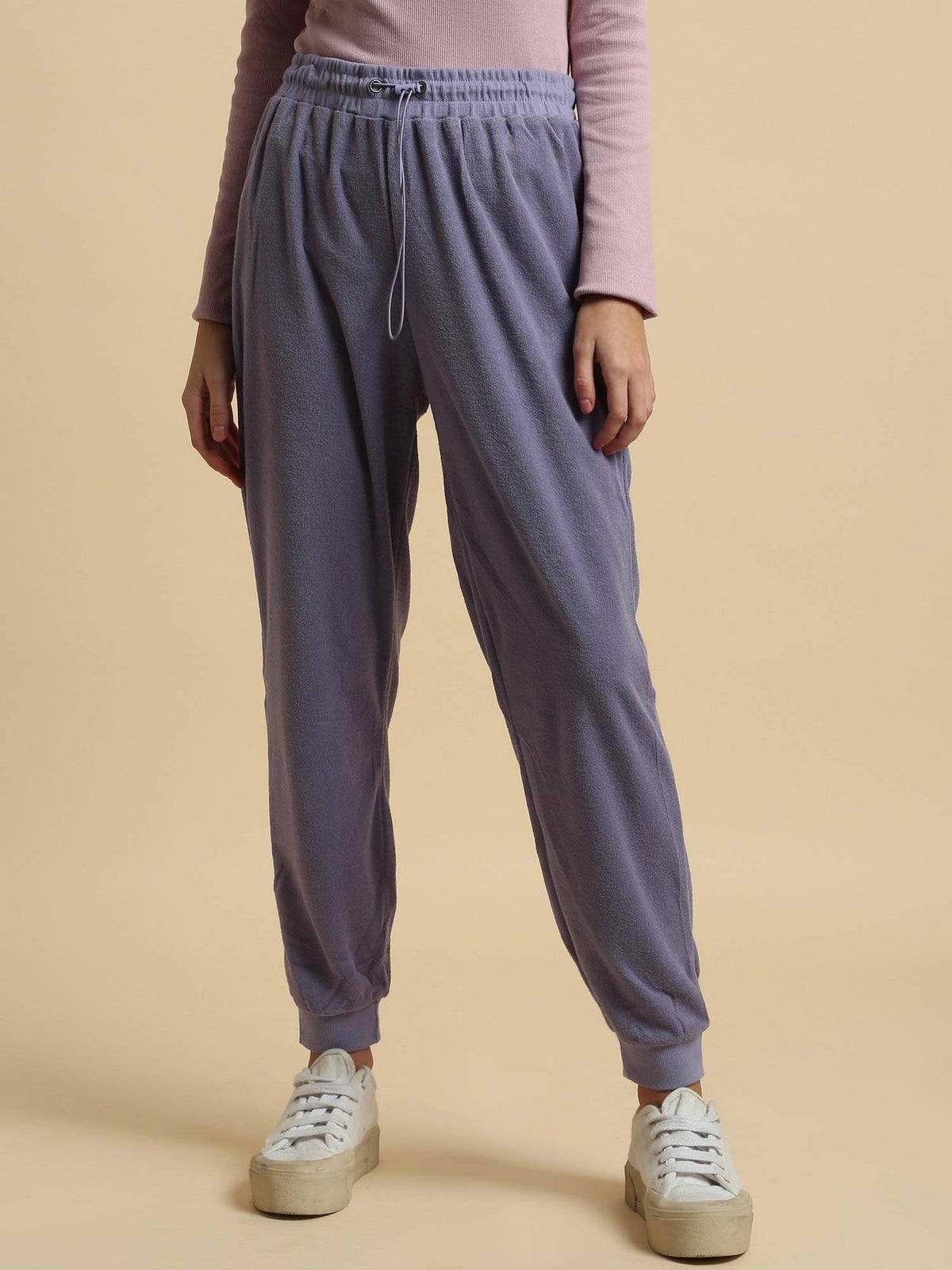 Lilac Blended Fabric Joggers For Ladies | WJ89 - view 1