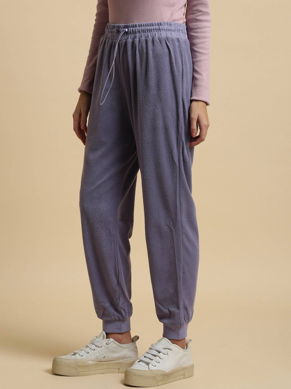 Lilac Blended Fabric Joggers For Ladies | WJ89 - view 3
