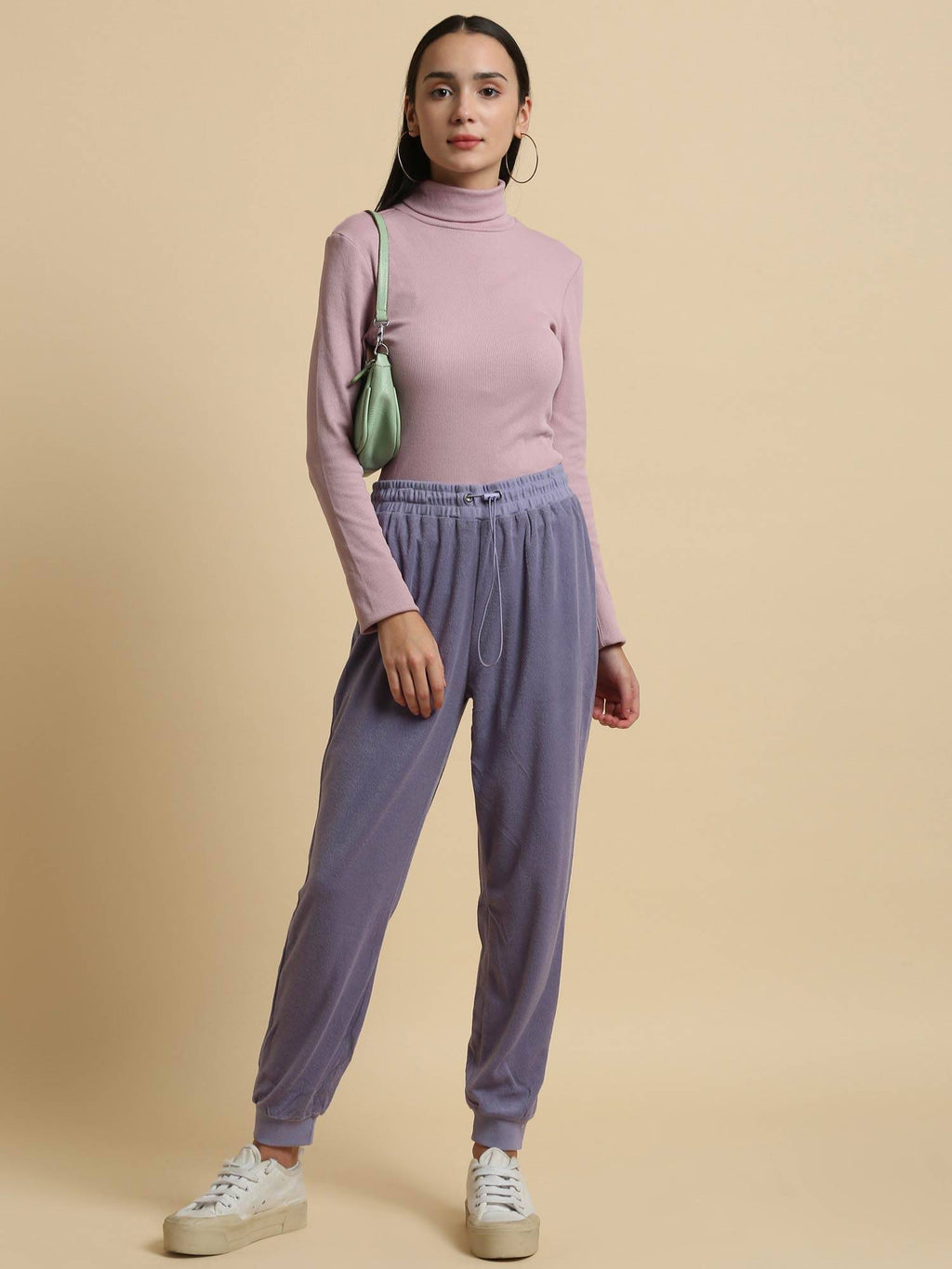 Lilac Blended Fabric Joggers For Ladies | WJ89 - view 4