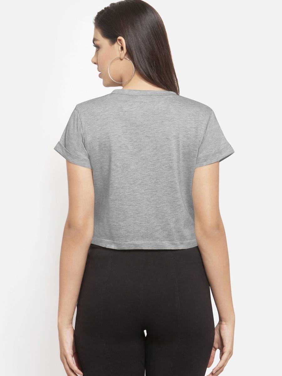 Grey Solid Crop Top | CT61 - view 2