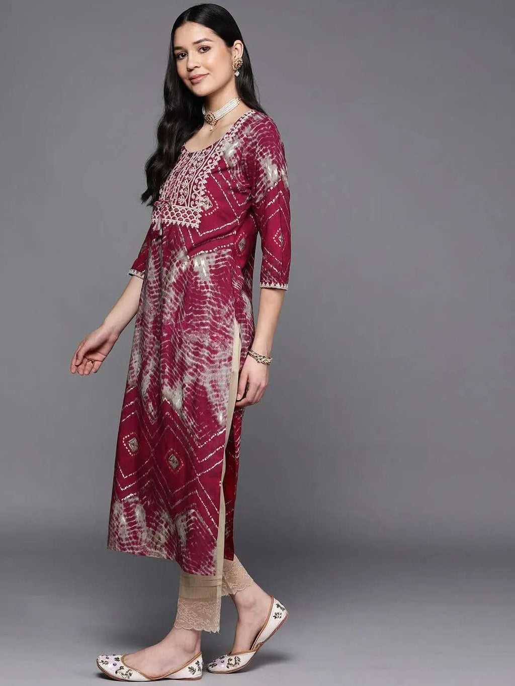 Gerua Magenta Yoke Design Rayon Straight Kurta