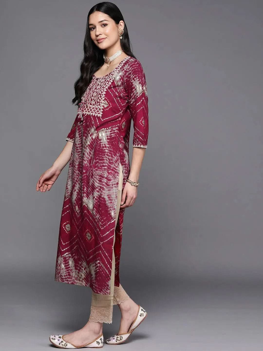 Gerua Magenta Yoke Design Rayon Straight Kurta