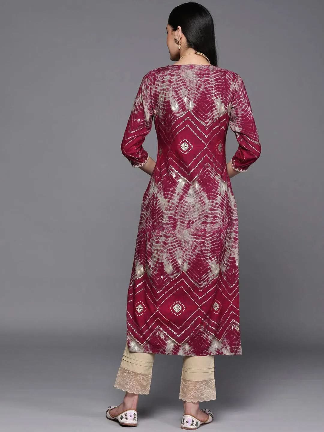 Gerua Magenta Yoke Design Rayon Straight Kurta