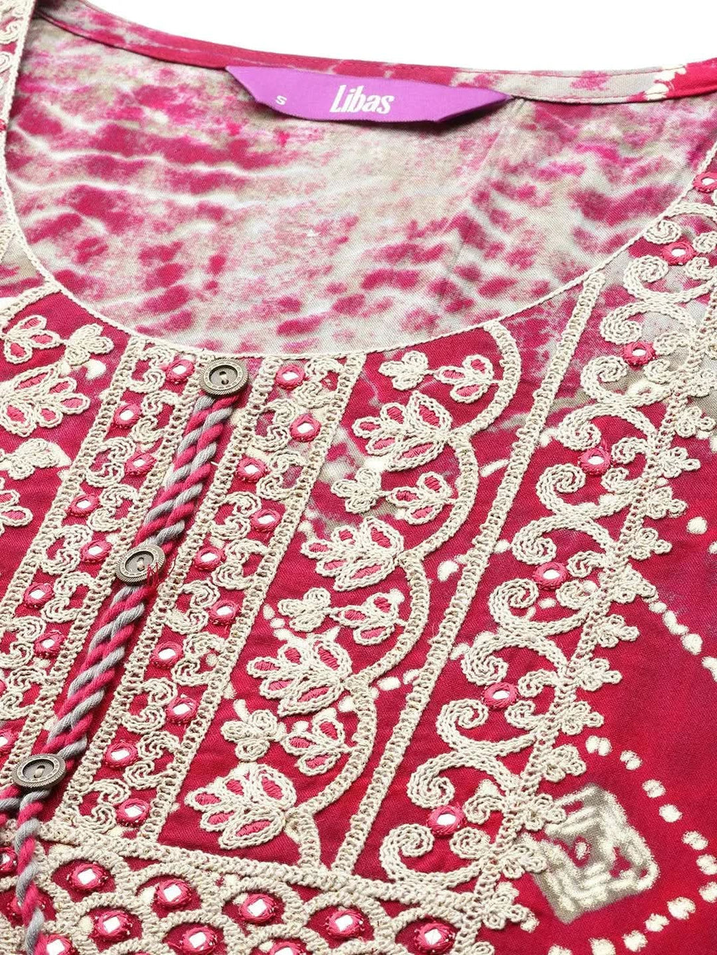 Gerua Magenta Yoke Design Rayon Straight Kurta