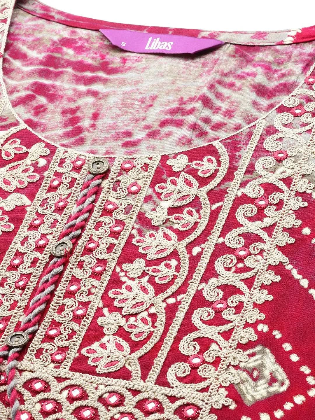 Gerua Magenta Yoke Design Rayon Straight Kurta