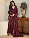 Gerua Maroon Solid Tissue Palazzo Suit Set