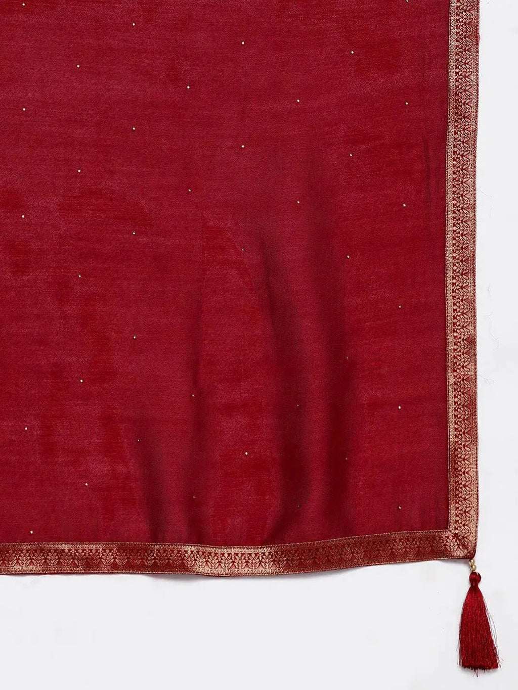 Libas Maroon Yoke Design Silk Blend Anarkali Suit Set With Dupatta