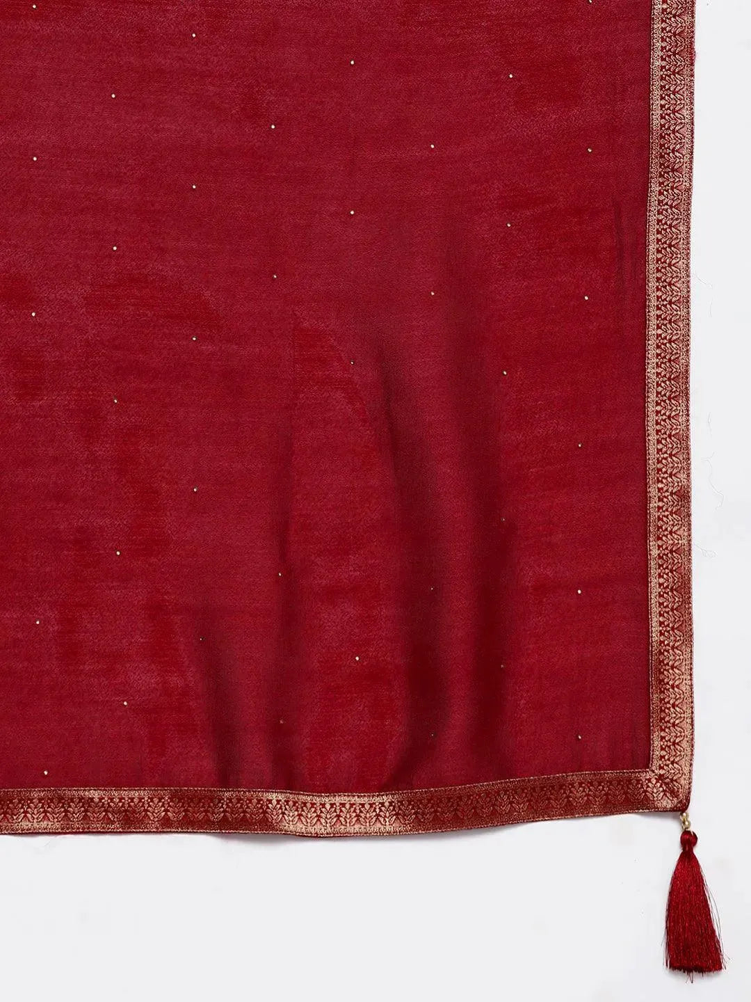 Libas Maroon Yoke Design Silk Blend Anarkali Suit Set With Dupatta