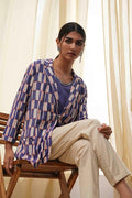 Blue Printed Straight Jacket K60