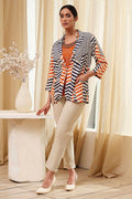 Orange Printed Straight Jacket K60