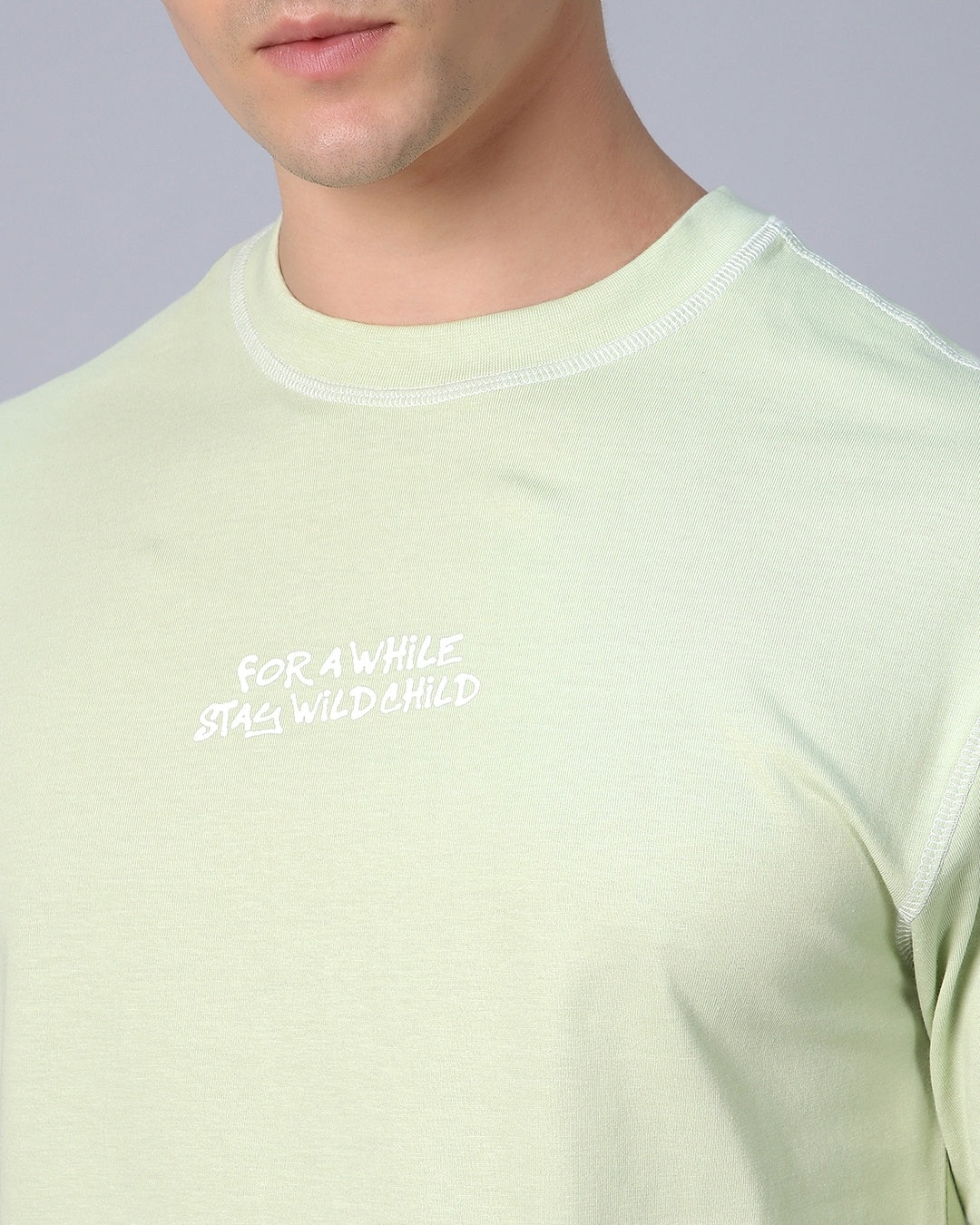 Men's Green Wild Graphic Printed Oversized T-shirt