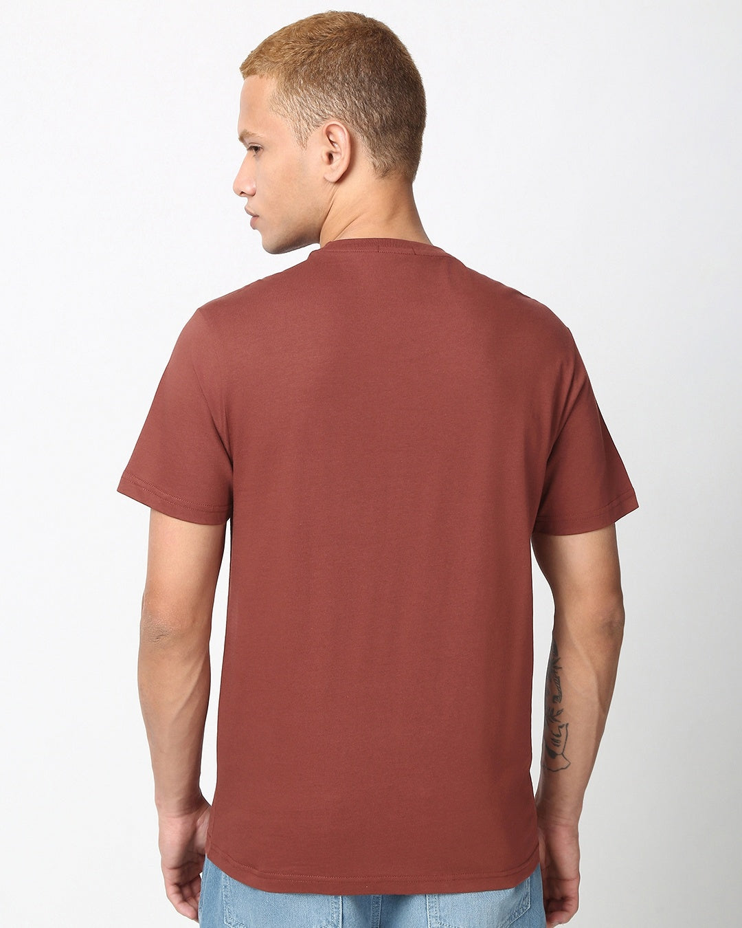 Men's Brick Red Magar Much Graphic Printed T-shirt