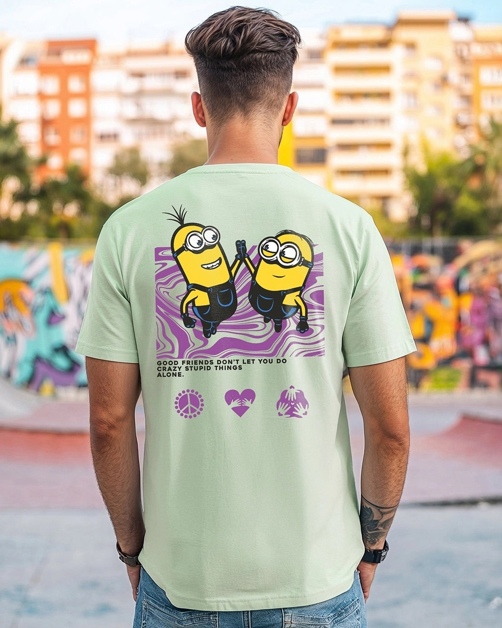 Men's Green Best Buds Graphic Printed T-shirt