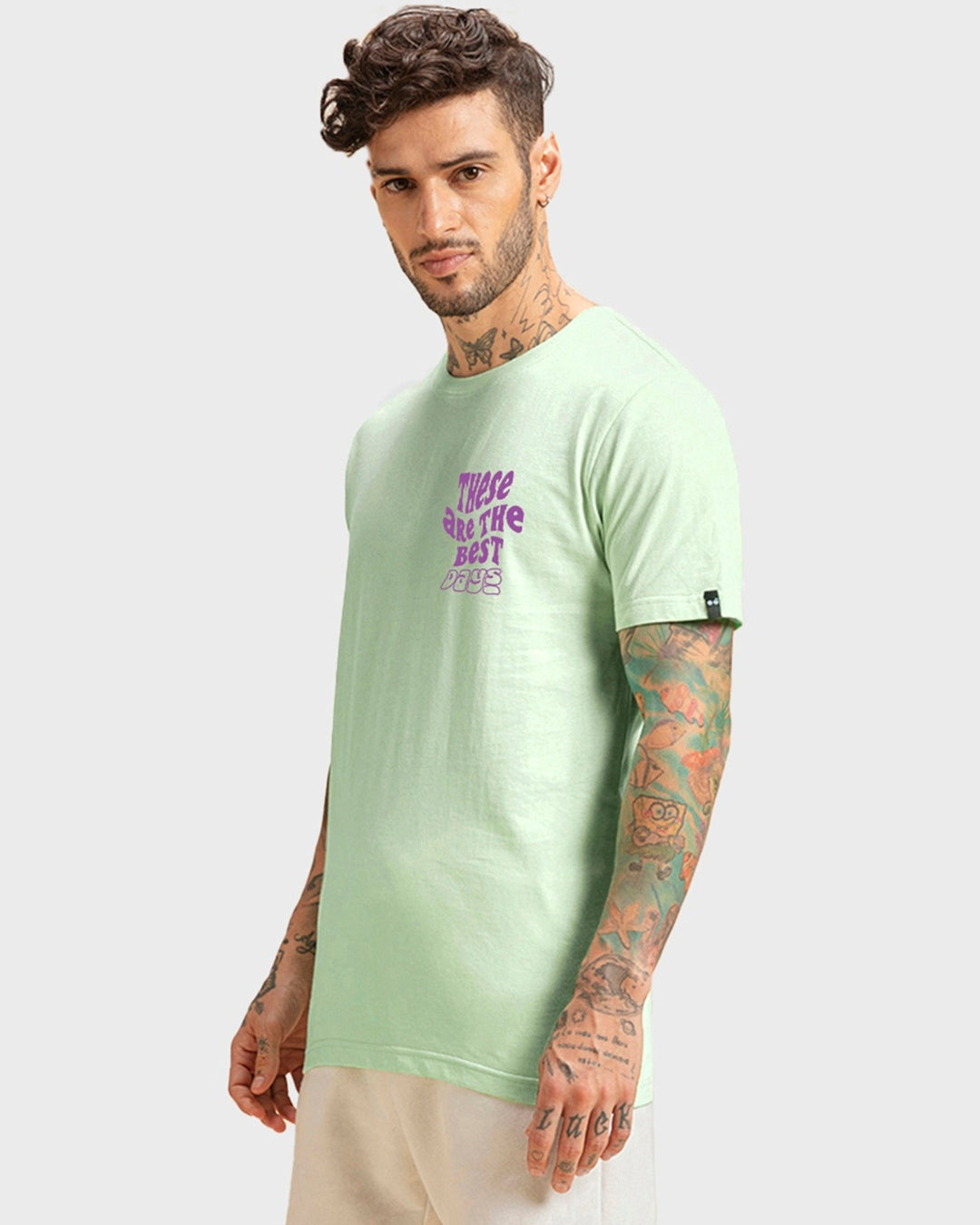 Men's Green Best Buds Graphic Printed T-shirt