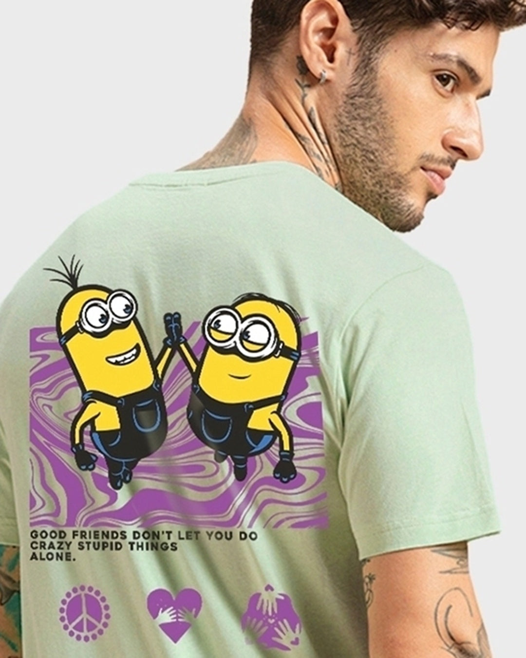 Men's Green Best Buds Graphic Printed T-shirt