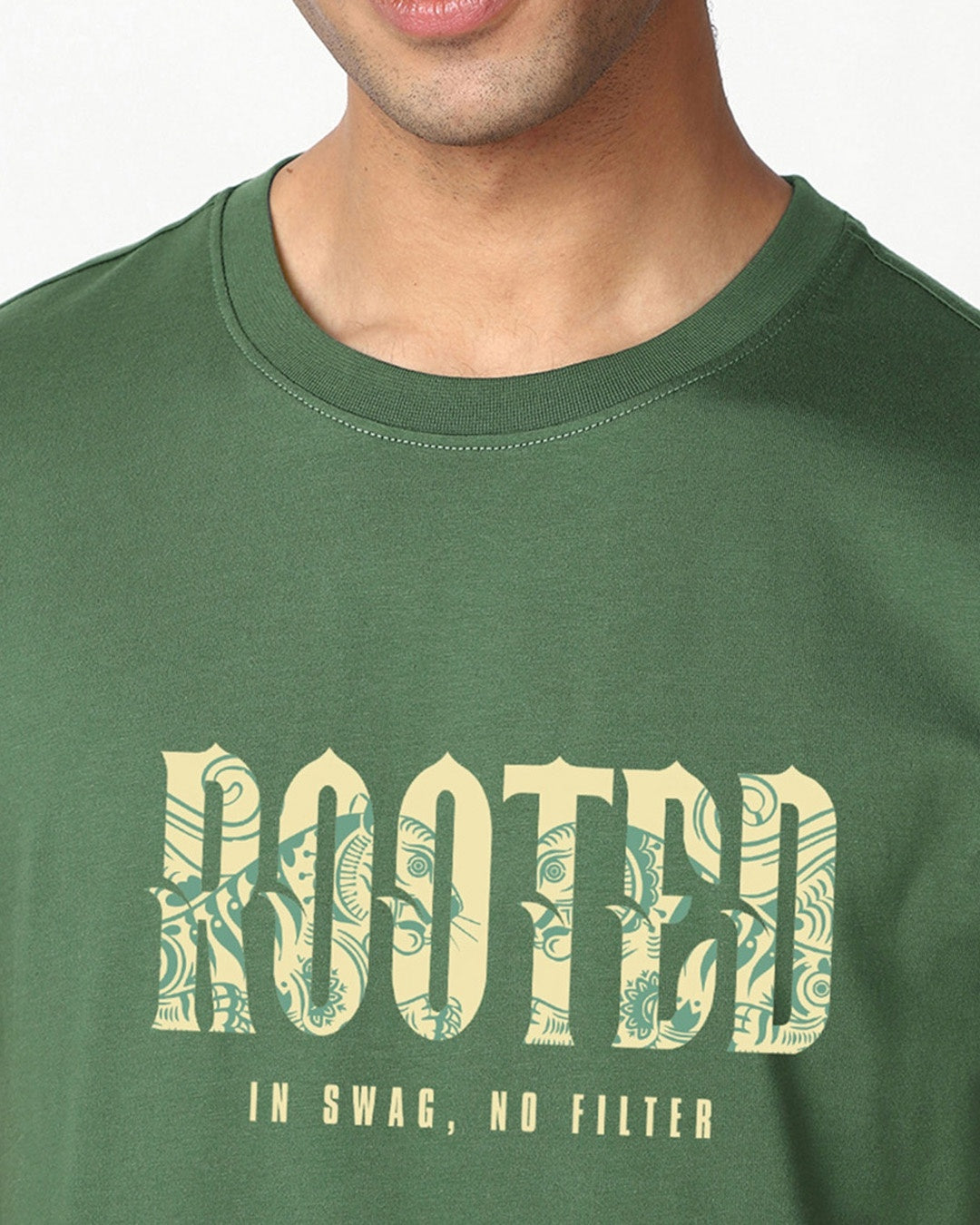 Men's Green Sanskari Drip Typography T-shirt