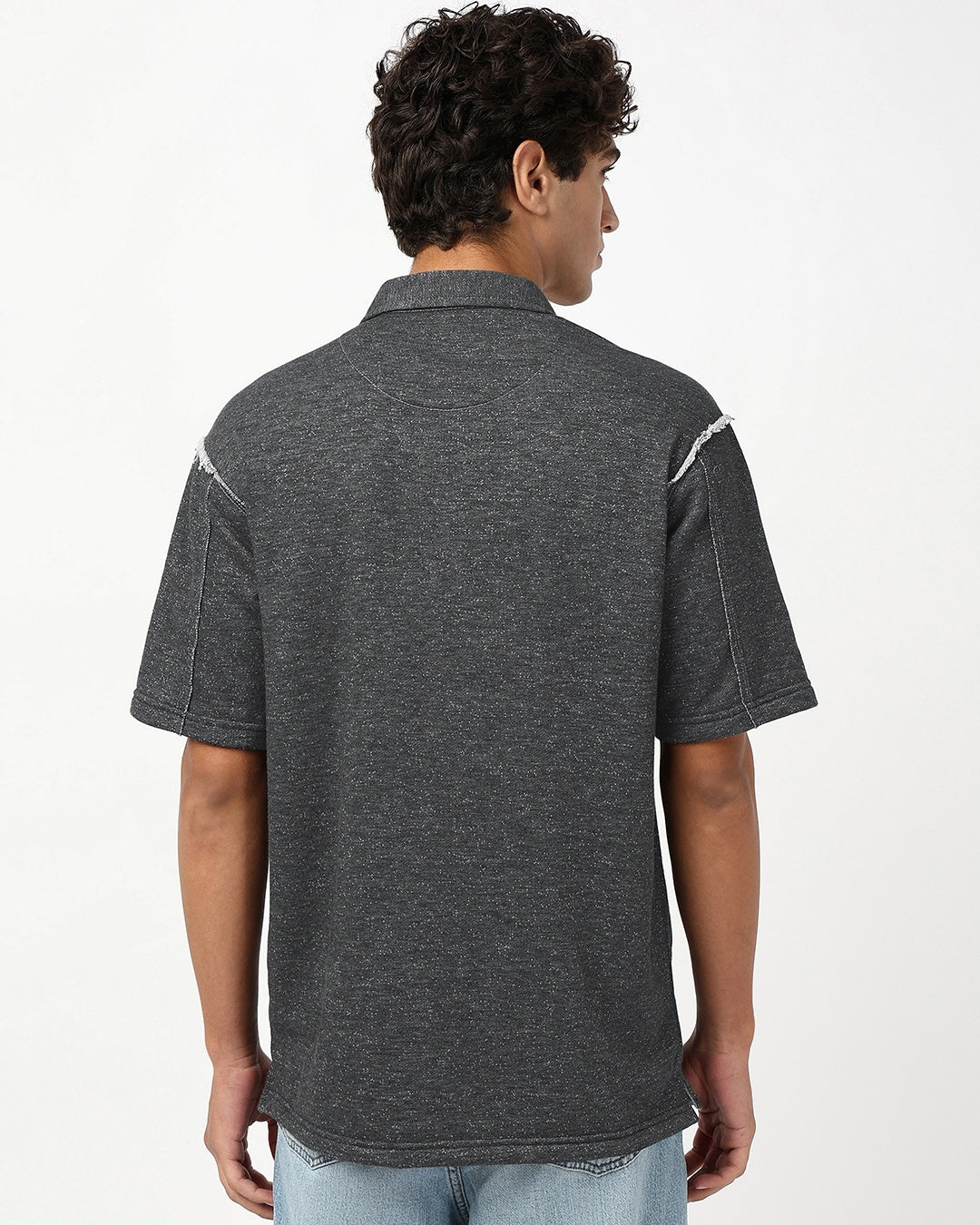 Men's Grey Oversized Polo T-shirt