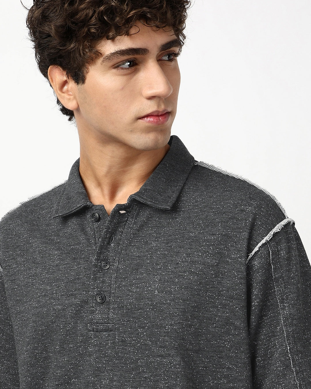 Men's Grey Oversized Polo T-shirt
