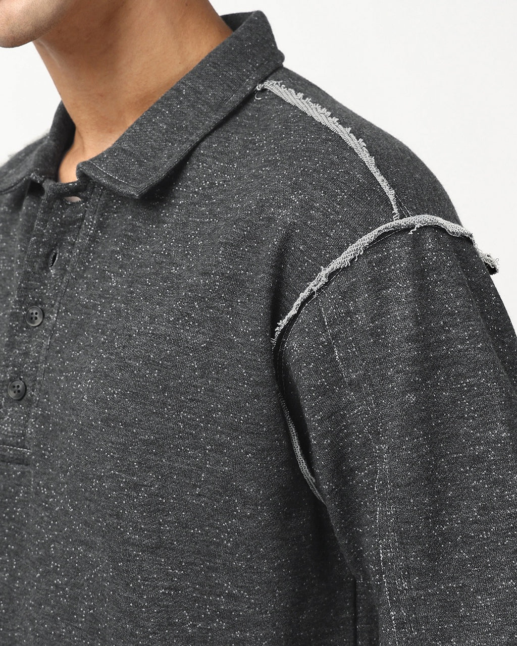 Men's Grey Oversized Polo T-shirt