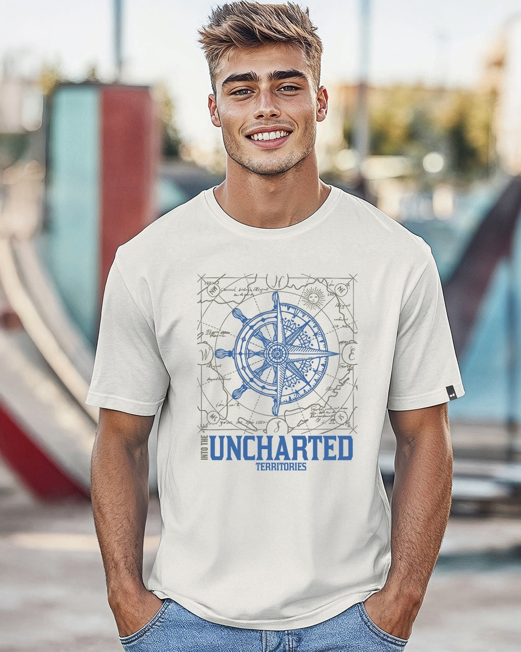 Men's Grey Uncharted Graphic Printed T-shirt