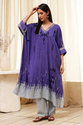 Blue Printed Kaftan-Style Kurta Set CO87
