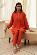 Burnt Orange Straight Solid Co-ord Set CO87