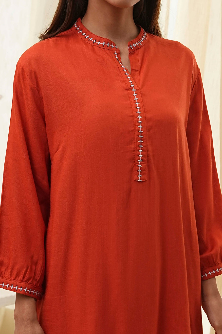 Burnt Orange Straight Solid Co-ord Set CO87