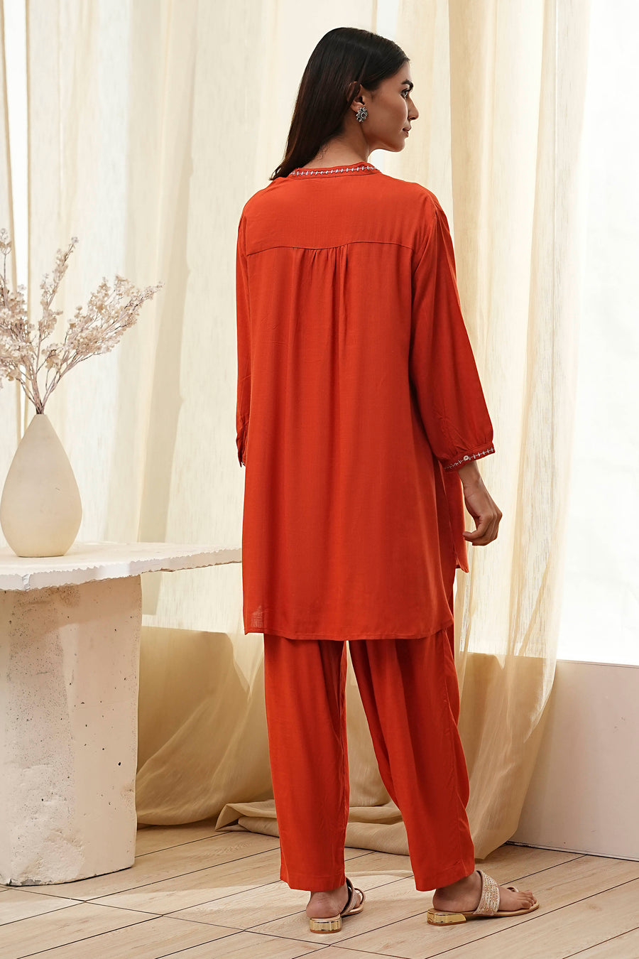 Burnt Orange Straight Solid Co-ord Set CO87