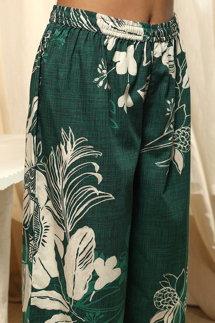 Green Cotton Floral Printed Co-ord Set CO87