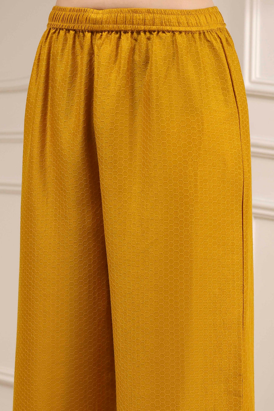 Yellow Polyester Solid A-Line Kurta Set CO87