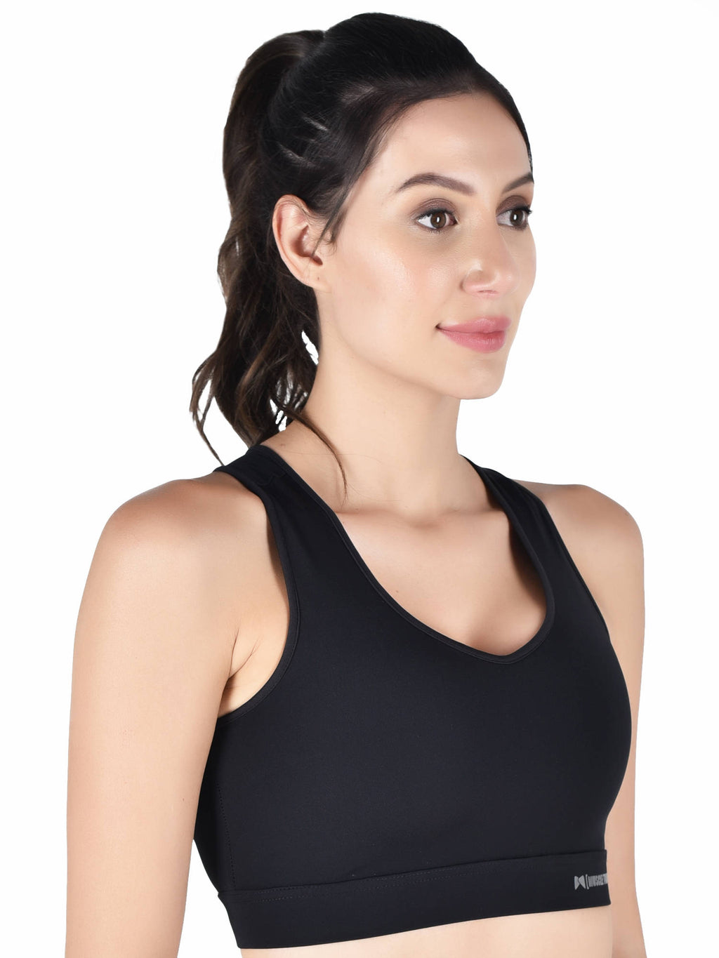 Running/Workout High Impact Crisscross Back Sports Bra-Black | sb09 - view 2