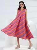 Gerua Multi Leheriya Cotton Blend A-Line Dress