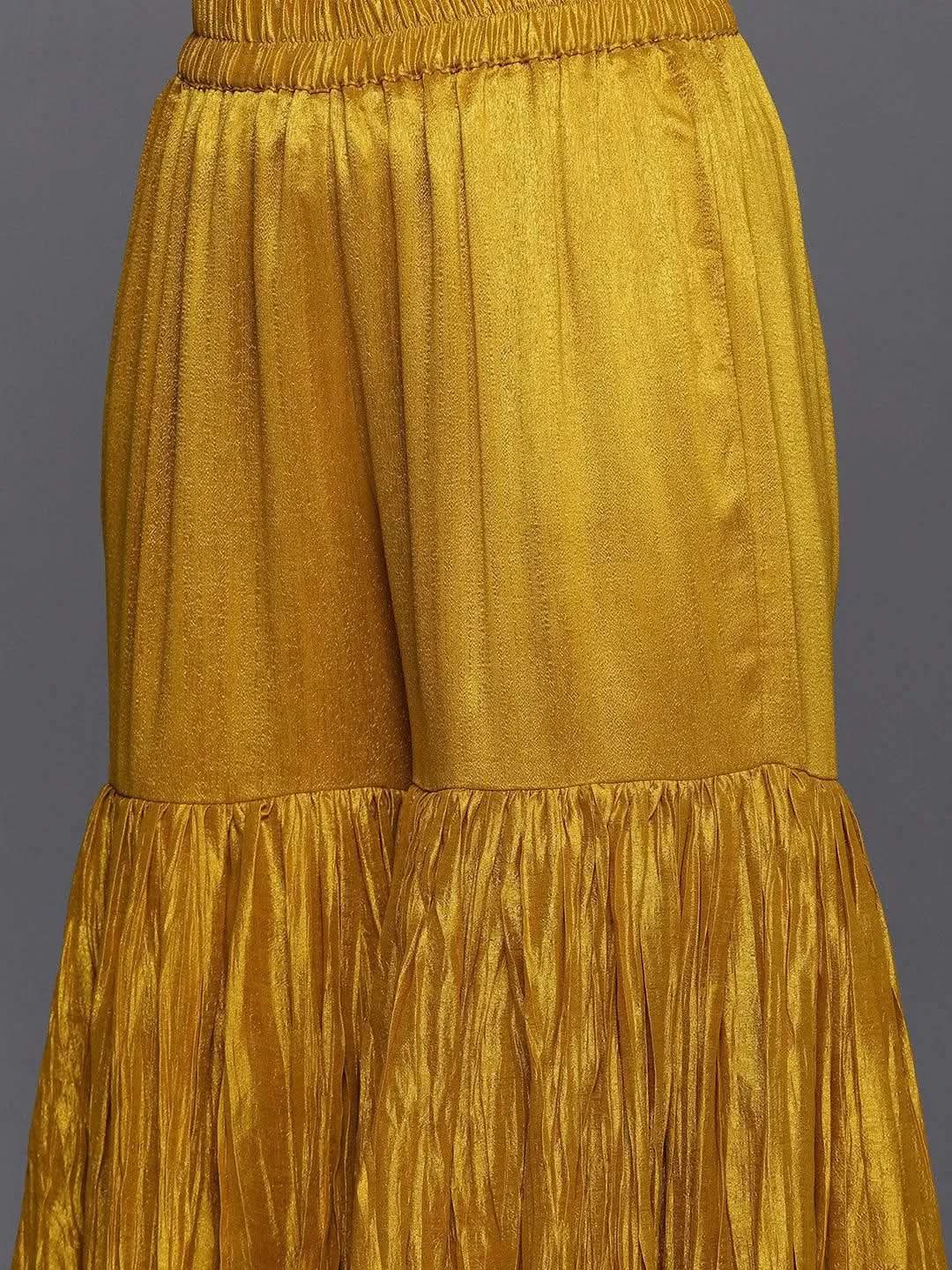 Libas Mustard Embroidered Silk Blend Pakistani Suit