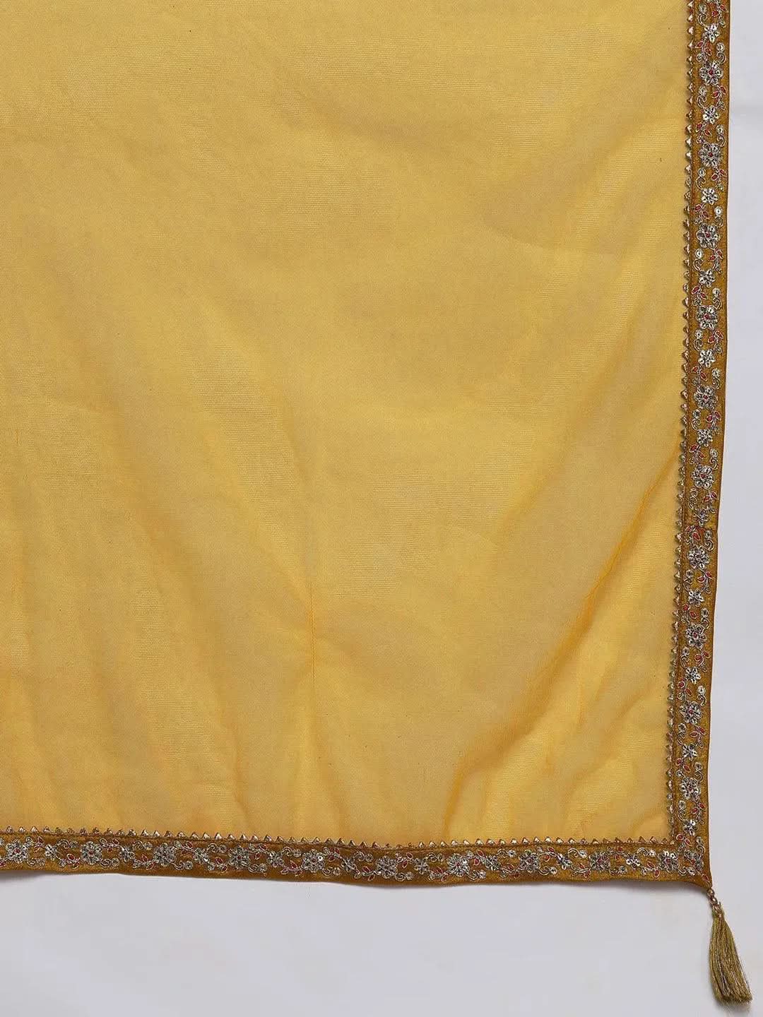 Libas Mustard Embroidered Silk Blend Pakistani Suit